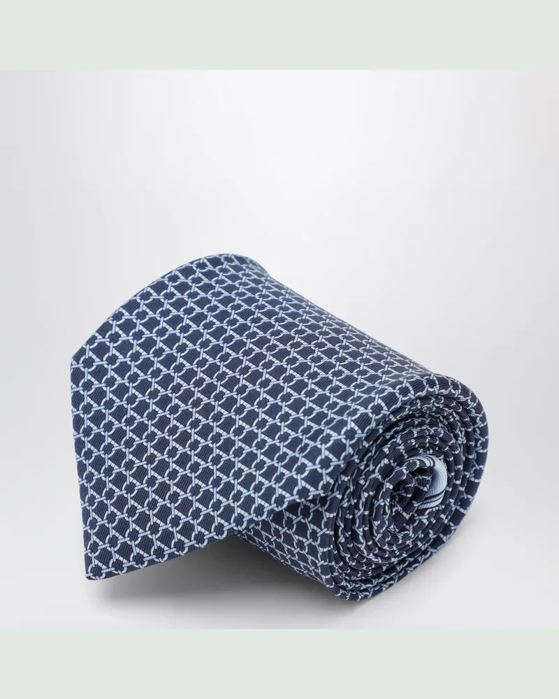 Ferragamo Gancini Jacquard-Krawatte in Blau aus Seide Blue