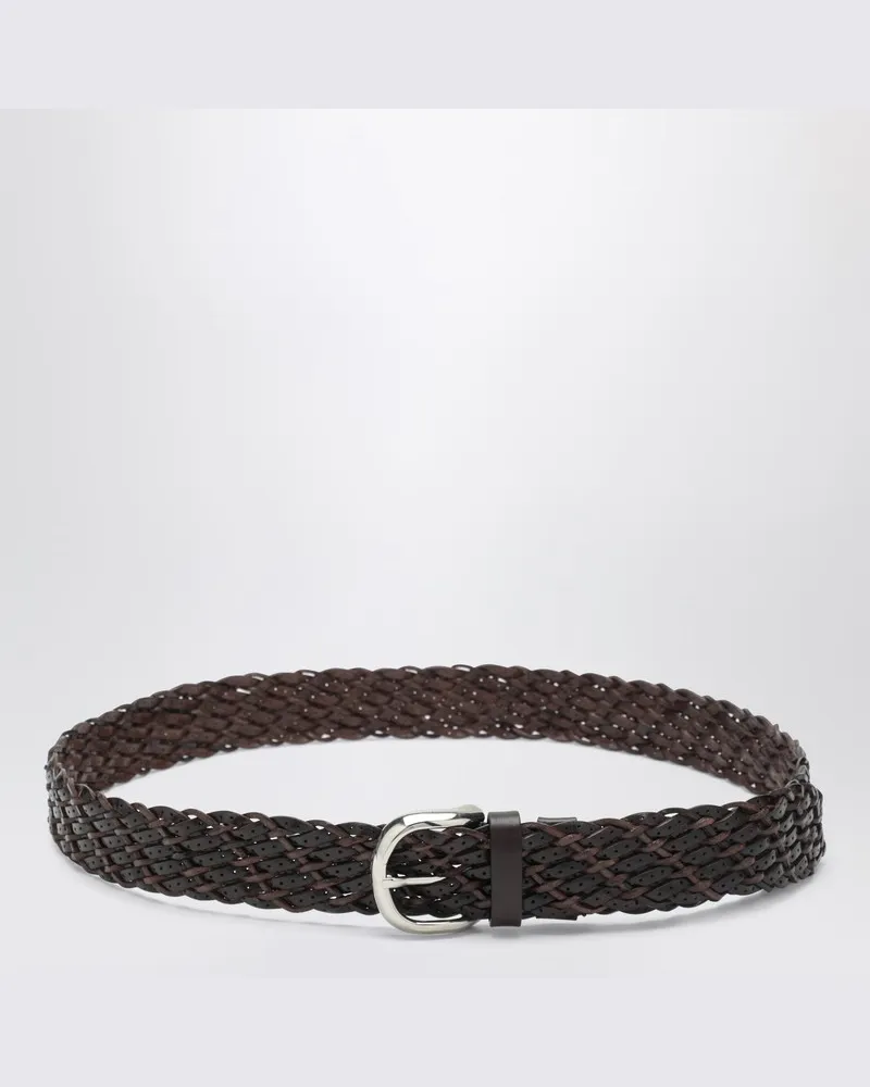 Brunello Cucinelli Brauner geflochtener Ledergürtel Braun