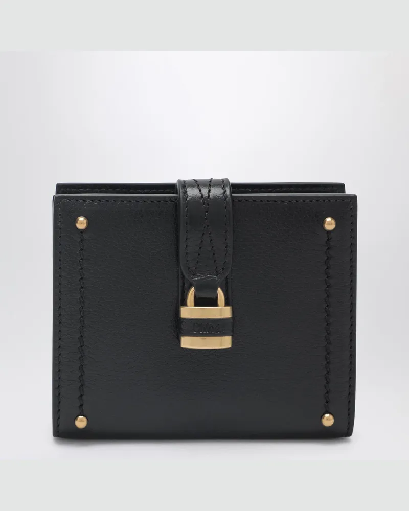 Chloé Quadratische Paddington Geldbörse aus schwarzem Leder Blue