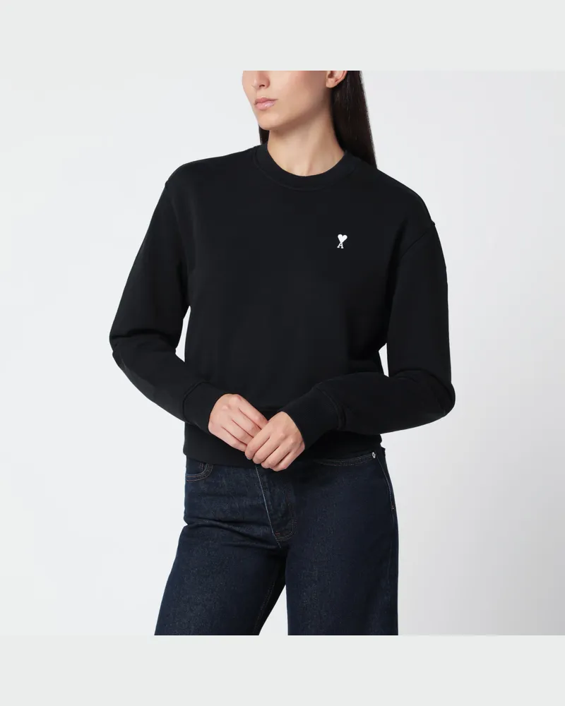 AMI Paris Schwarzes Ami de Coeur Rundhals-Sweatshirt Black