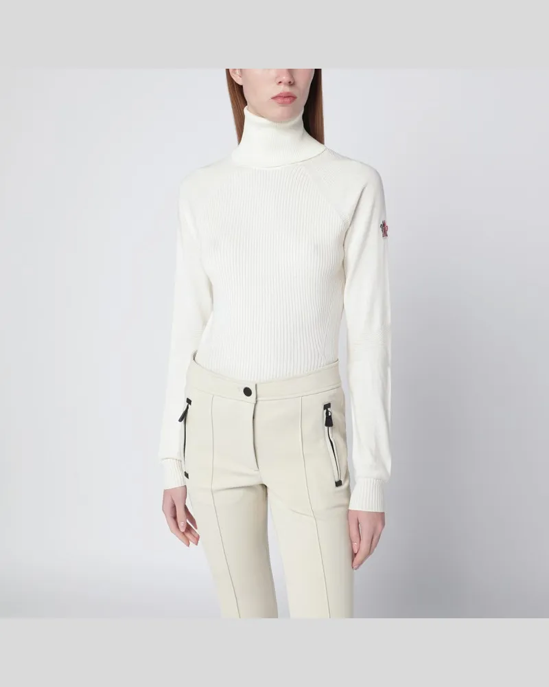 Moncler Weißer Rollkragenpullover aus Wollmischung Weiß