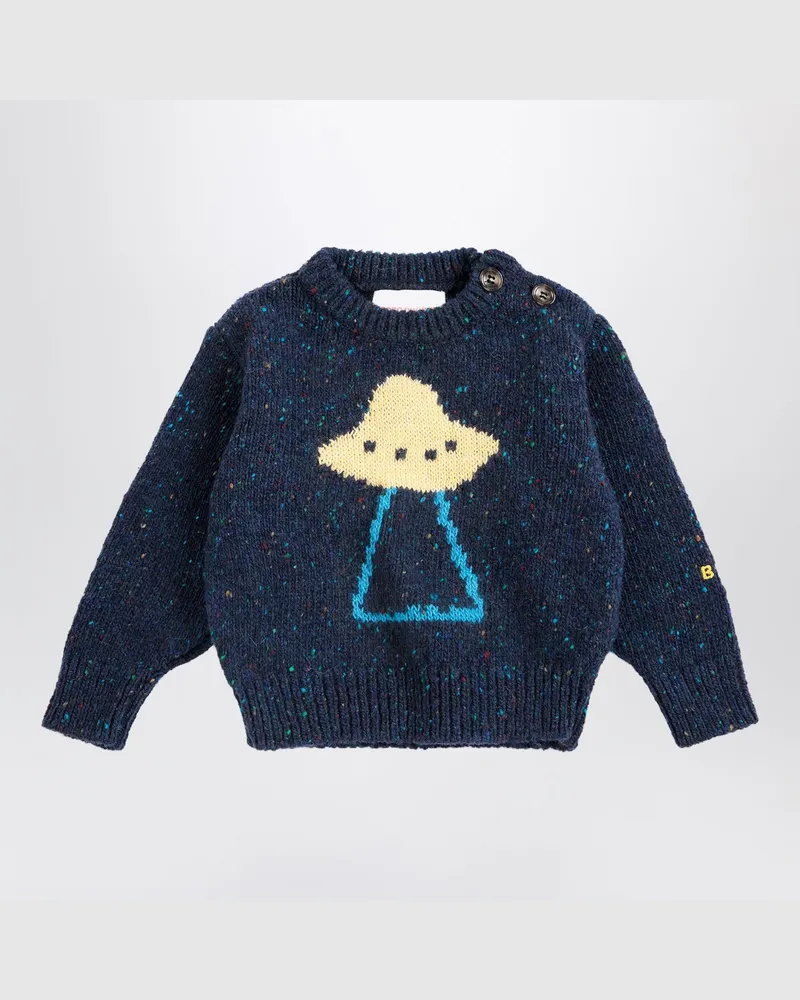 BOBO CHOSES Navyblauer Pixel Abduction Pullover aus Wollmischung Blue