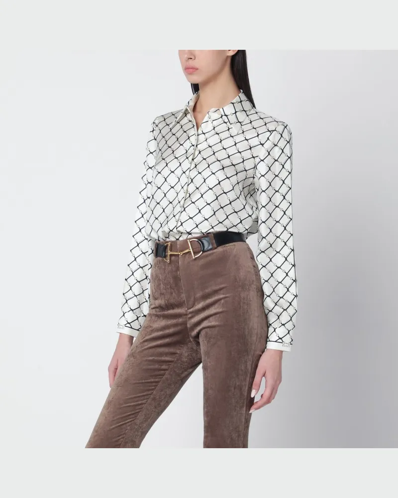 Gucci Weißes Seidentwill-Hemd mit Print Weiß