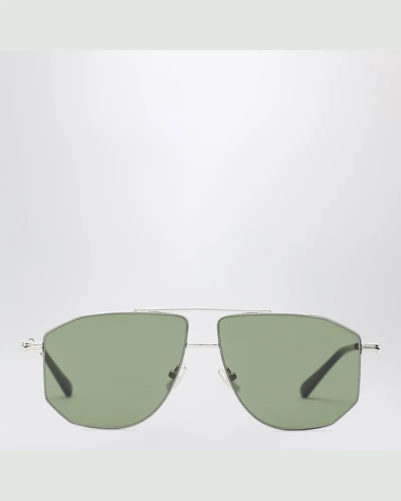 Bottega Veneta Silberfarbene Sonnenbrille aus Metall Green