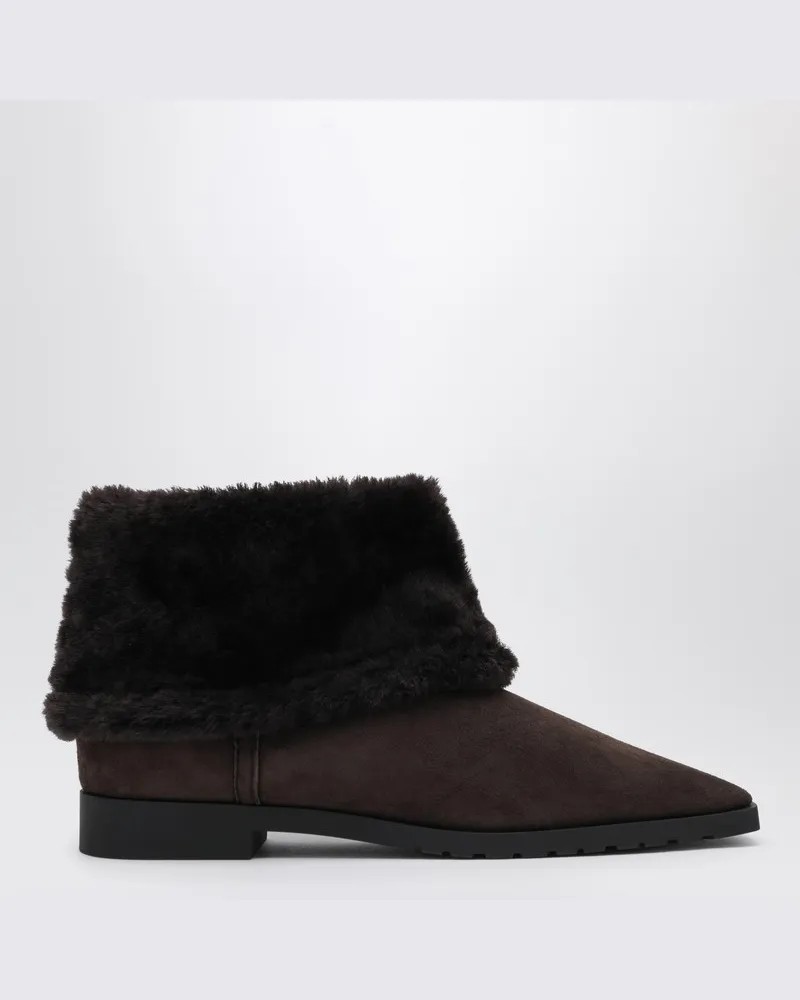 Totême Braune Stiefeletten aus Wildleder und Shearling Grün