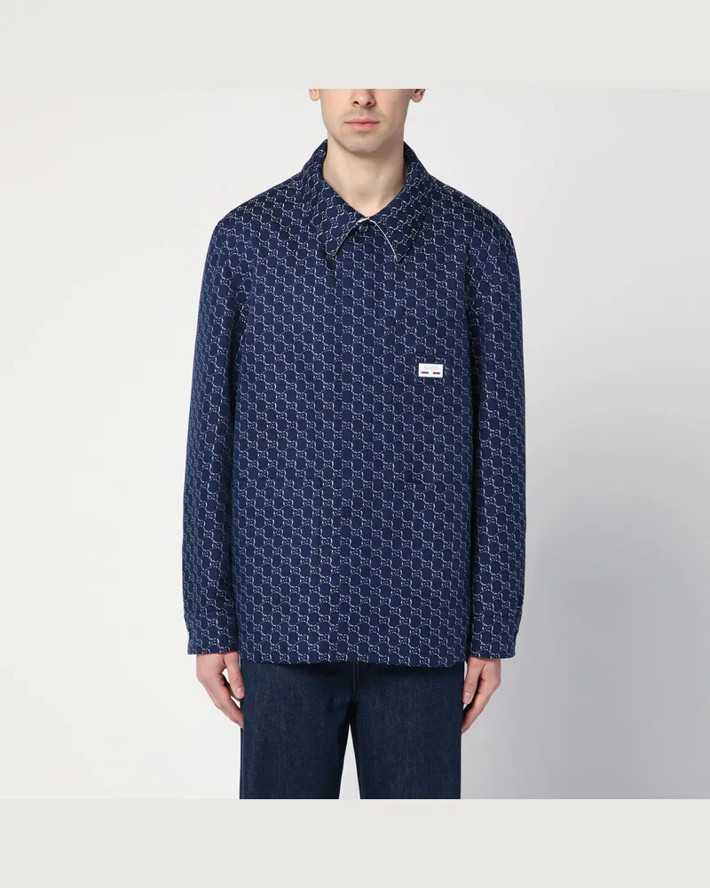 Gucci Blau/weiße Jacke mit GG Shadow Blue