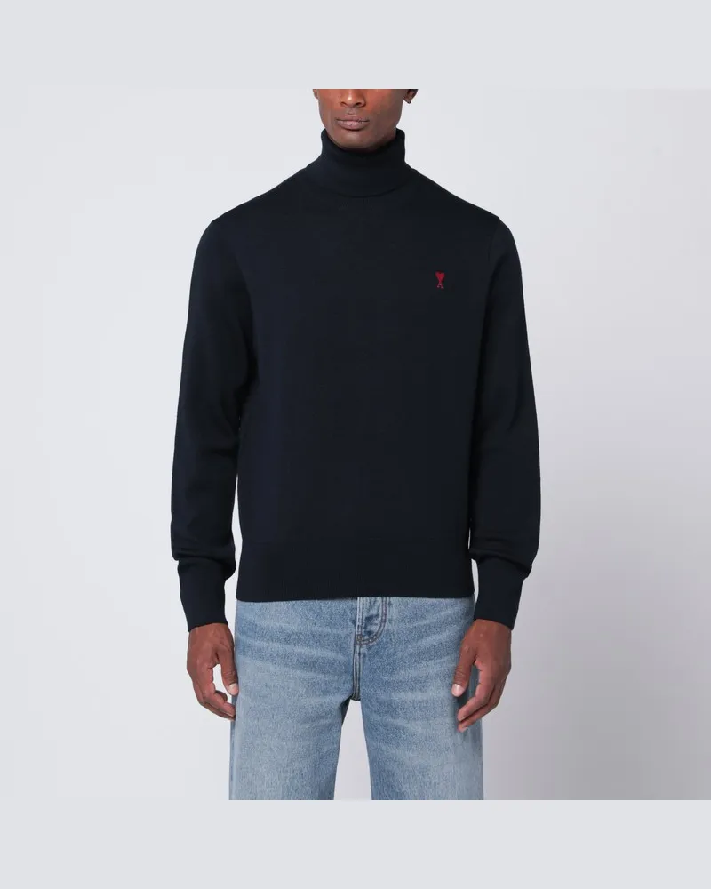 AMI Paris Marineblauer Rollkragenpullover Ami De Coeur Blau