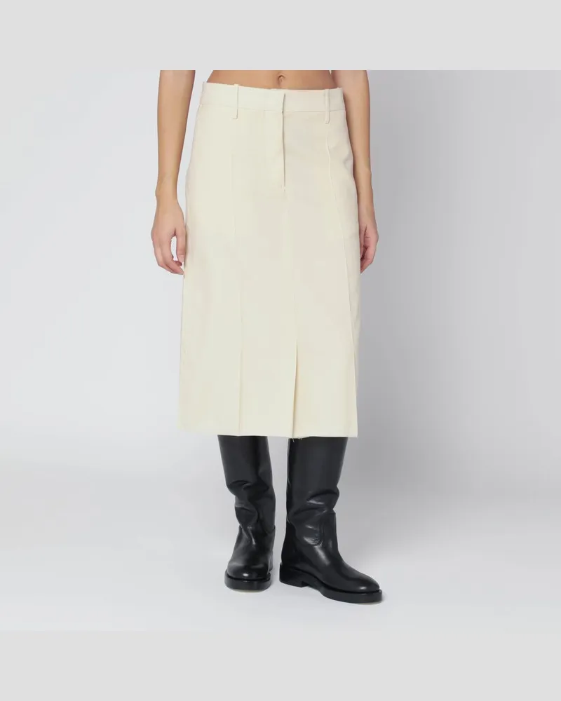 Jil Sander Vanillefarbener Wollrock Weiß