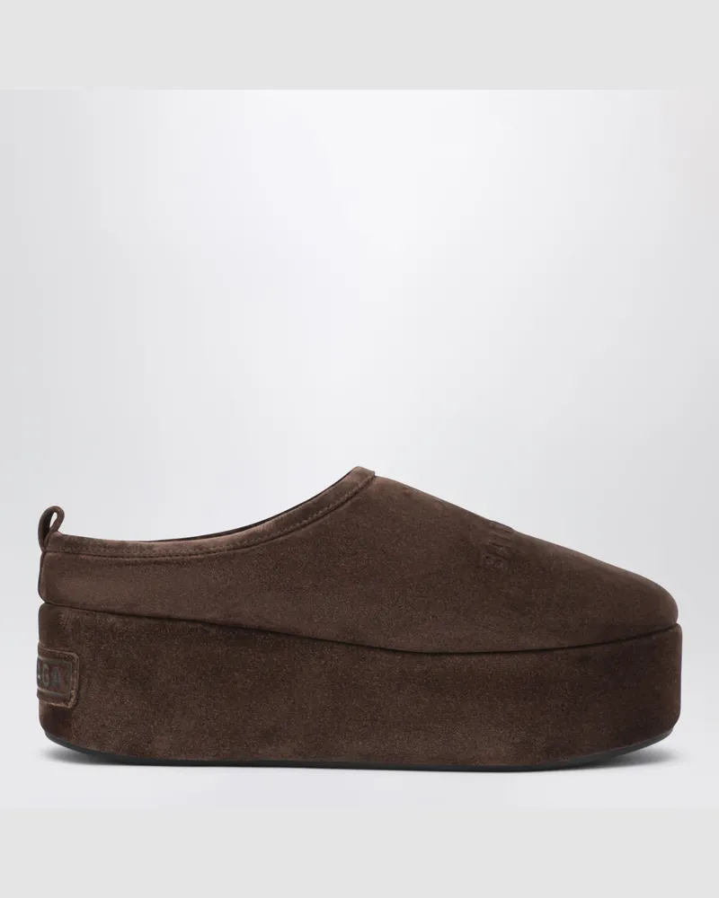 Balenciaga Braune Alaska Soft Plateau-Pantoletten in Espresso Brown