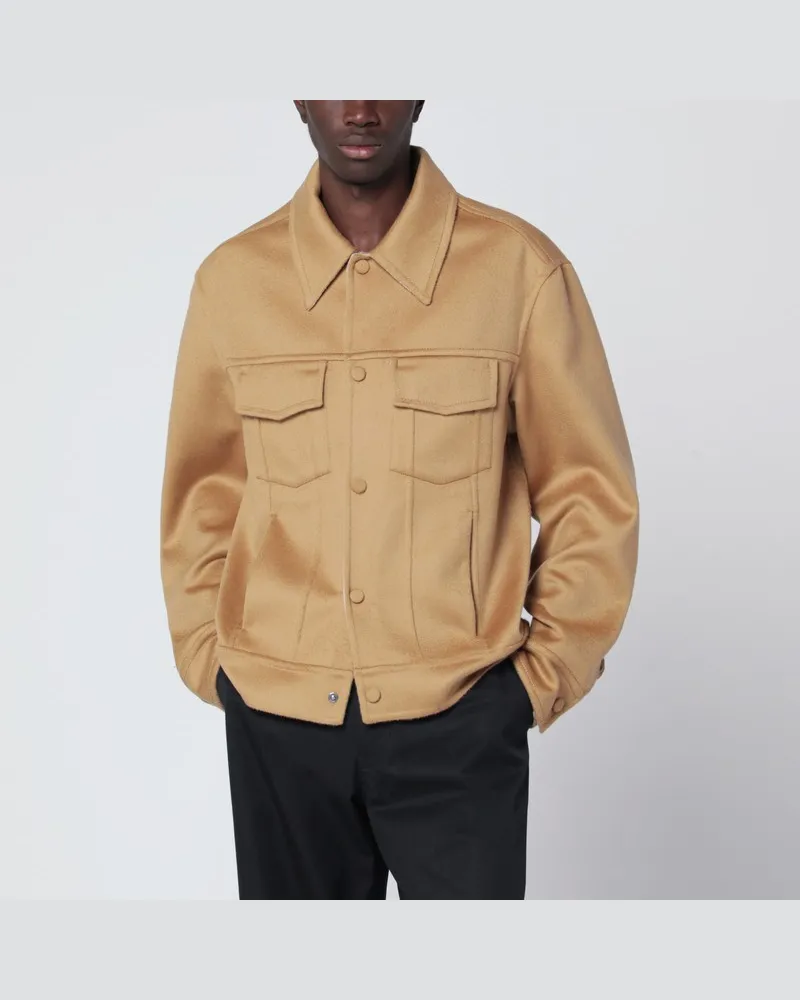 AMI Paris Beigefarbene Woll-Truckerjacke Beige
