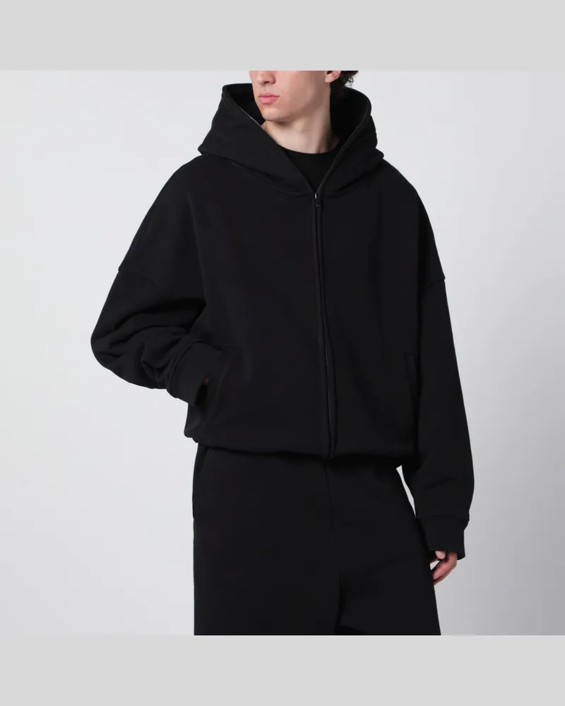 Entire Studios Schwarzer Baumwoll-Kapuzenpullover mit Reißverschluss Black