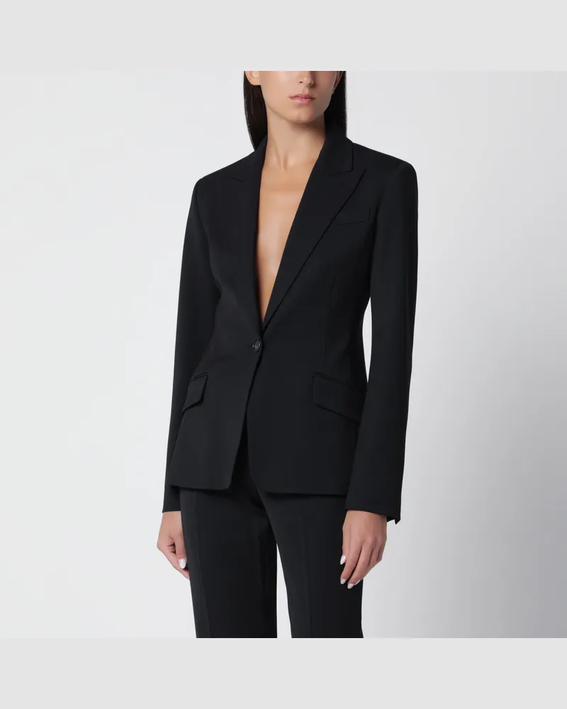 ANDAMANE Einreihige schwarze Jacke aus Wollmischung Black