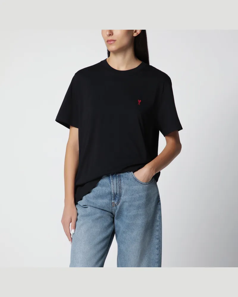 AMI Paris Schwarzes Ami De Coeur T-Shirt Black