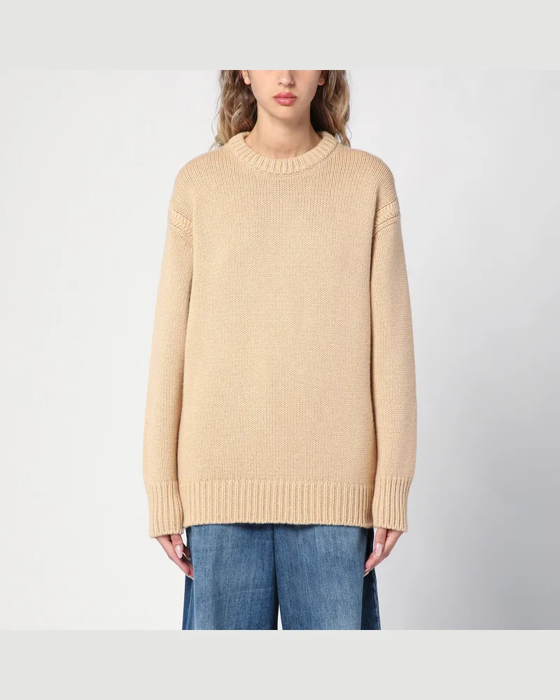 Chloé Oversize-Pullover aus Kaschmir und Baumwolle nude Beige