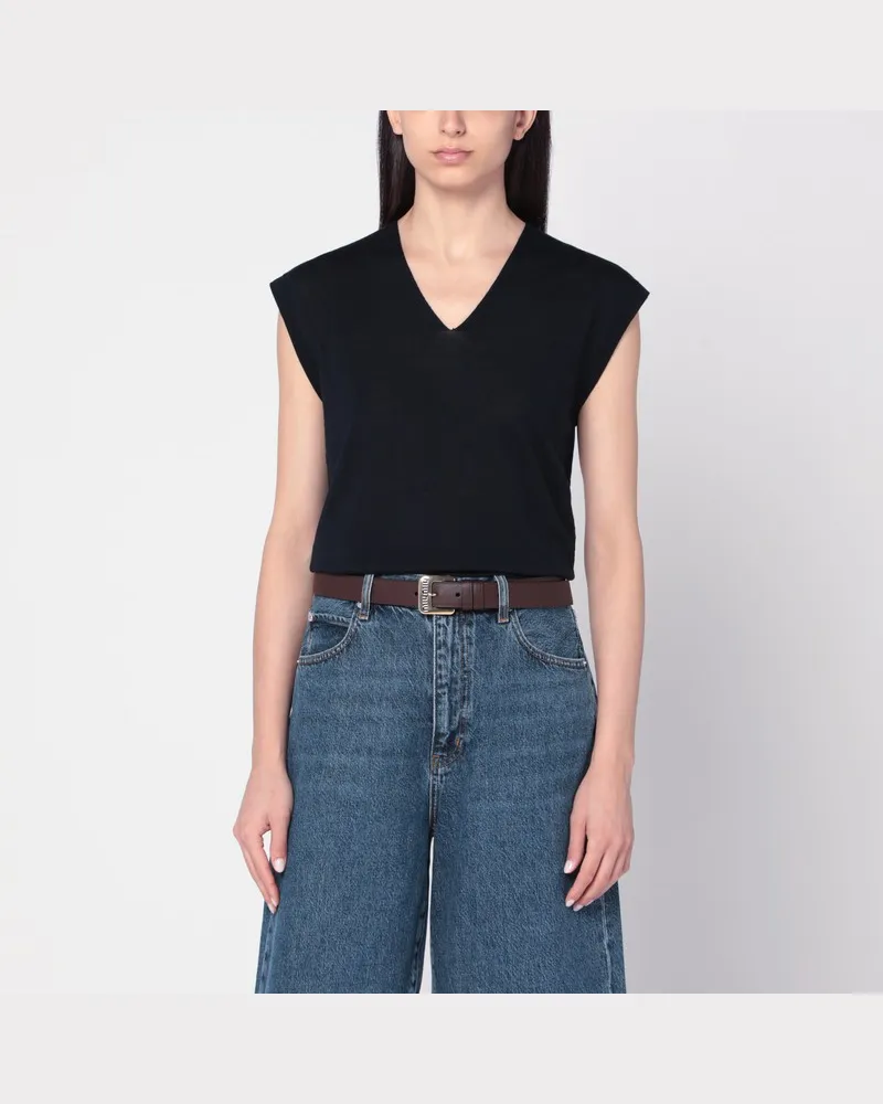 Max Mara Marineblaue Weste aus Wolle Blau