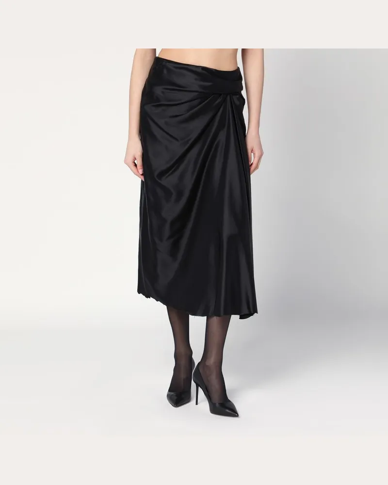 Balenciaga Schwarzer drapierter Rock aus Cupro-Twill Schwarz
