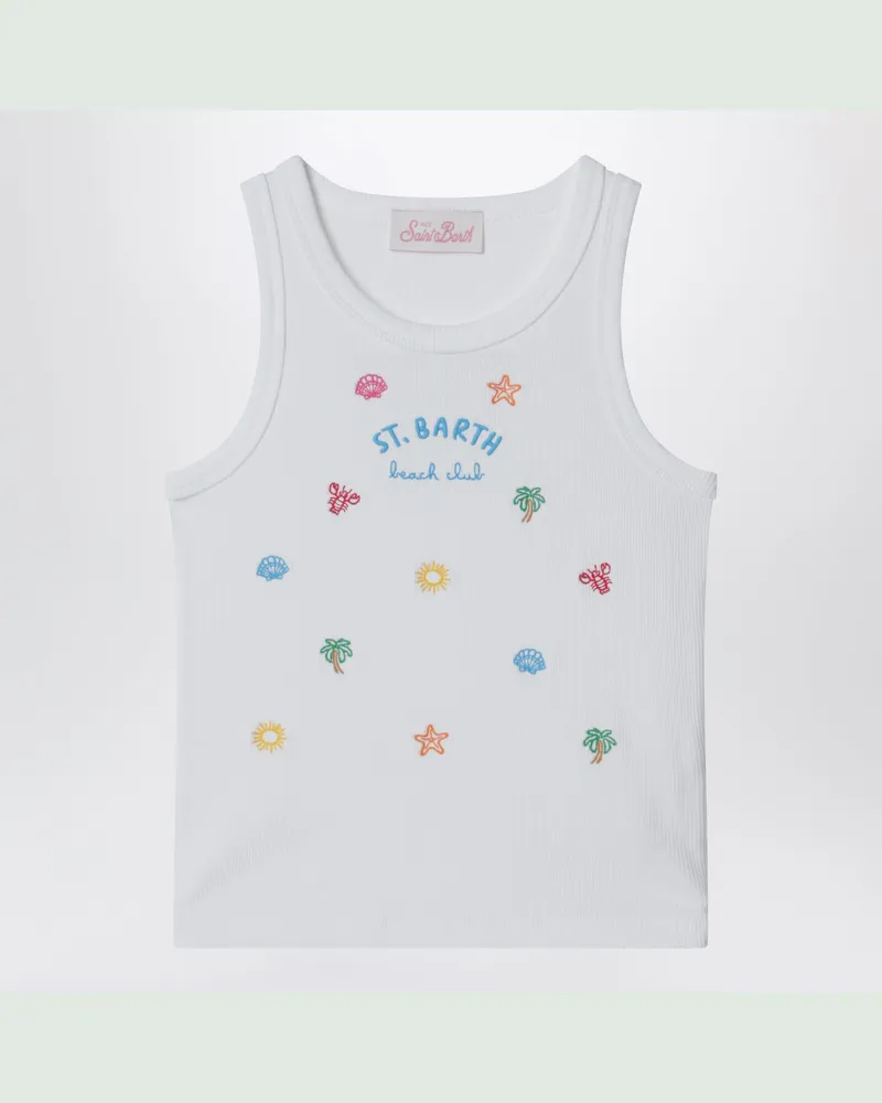 MC2 Saint Barth Weißes Tanktop mit gesticktem Logo White