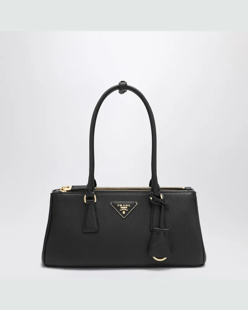 Prada Schwarze mittelgroße Leder Galleria Tasche Black