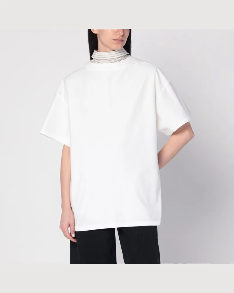Maison Margiela Weißes T-Shirt mit umgedrehtem Hemd-Design White
