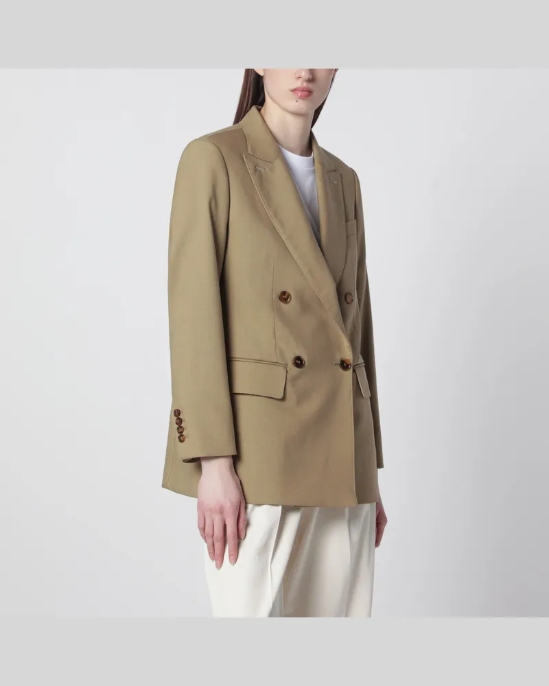 Max Mara Camelfarbene doppelreihige Jacke aus Wollmischung 