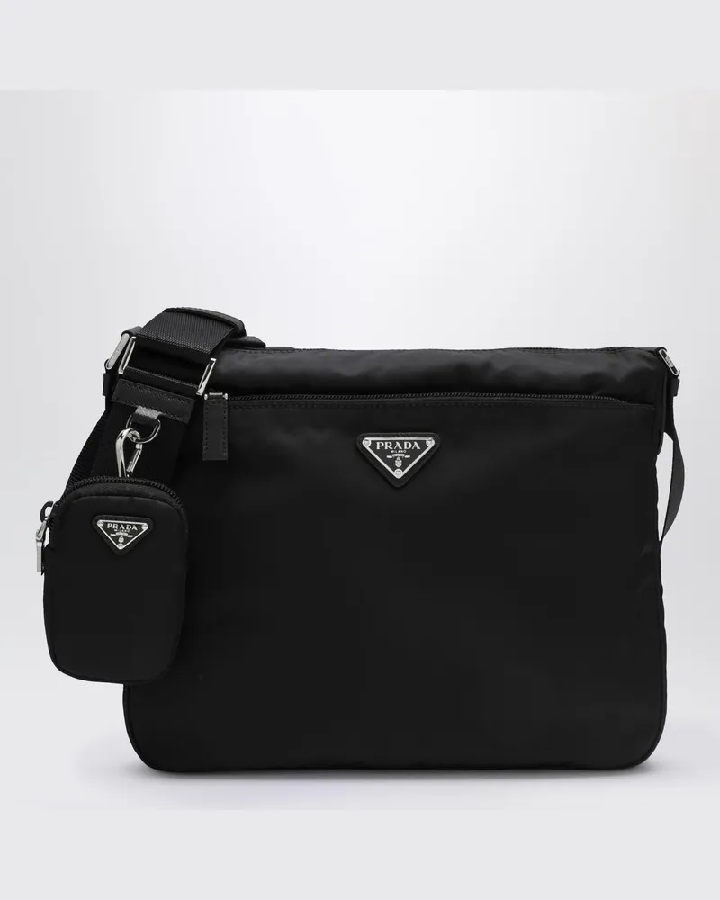 Prada Schwarze Umhängetasche aus Re-Nylon Schwarz