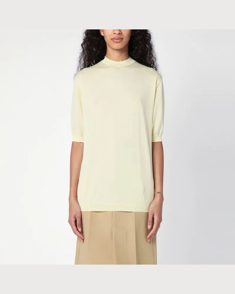 Bottega Veneta Hellgelber Pullover mit Rundhalsausschnitt aus Kaschmir Beige