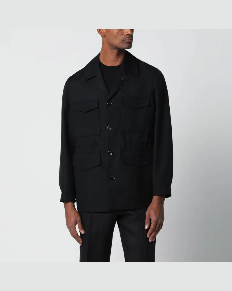 LARDINI Schwarze Jacke aus Viskose- und Seidenmischung Black