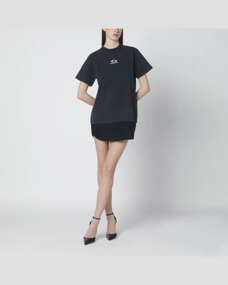 Balenciaga Schwarz verwaschenes Loop-Sports-Icon-Minikleid Black