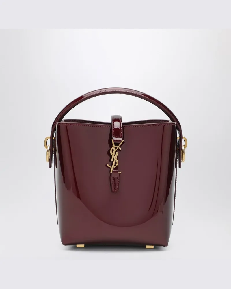 Saint Laurent Mini Le 37 Bucket Bag in Bordeaux-Rot aus Lackleder Burgunderrot