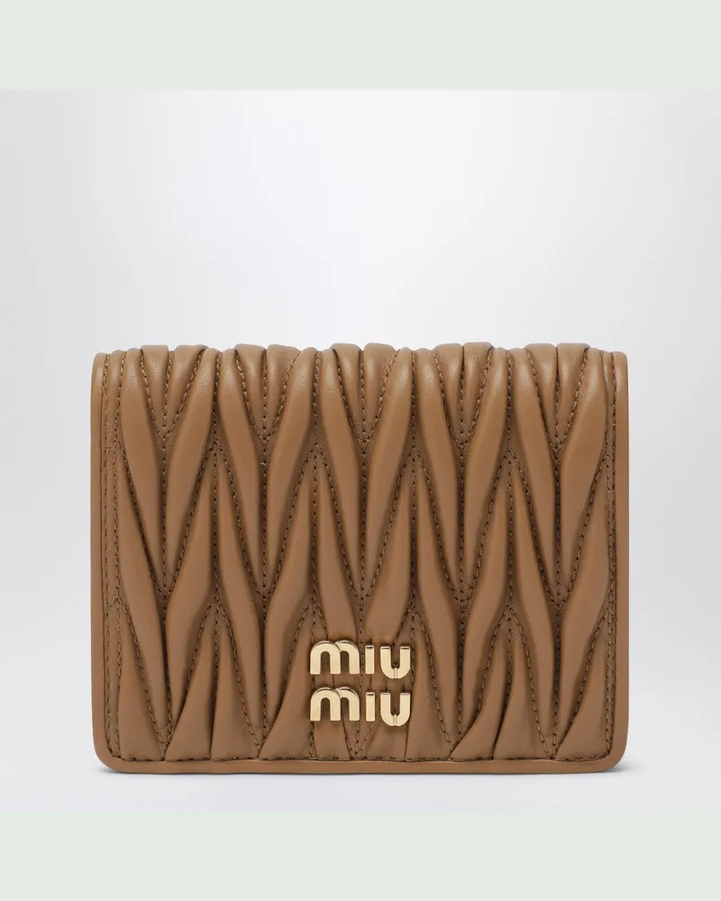 Miu Miu Portemonnaie aus karamellfarbenem Matelassé-Nappaleder Beige