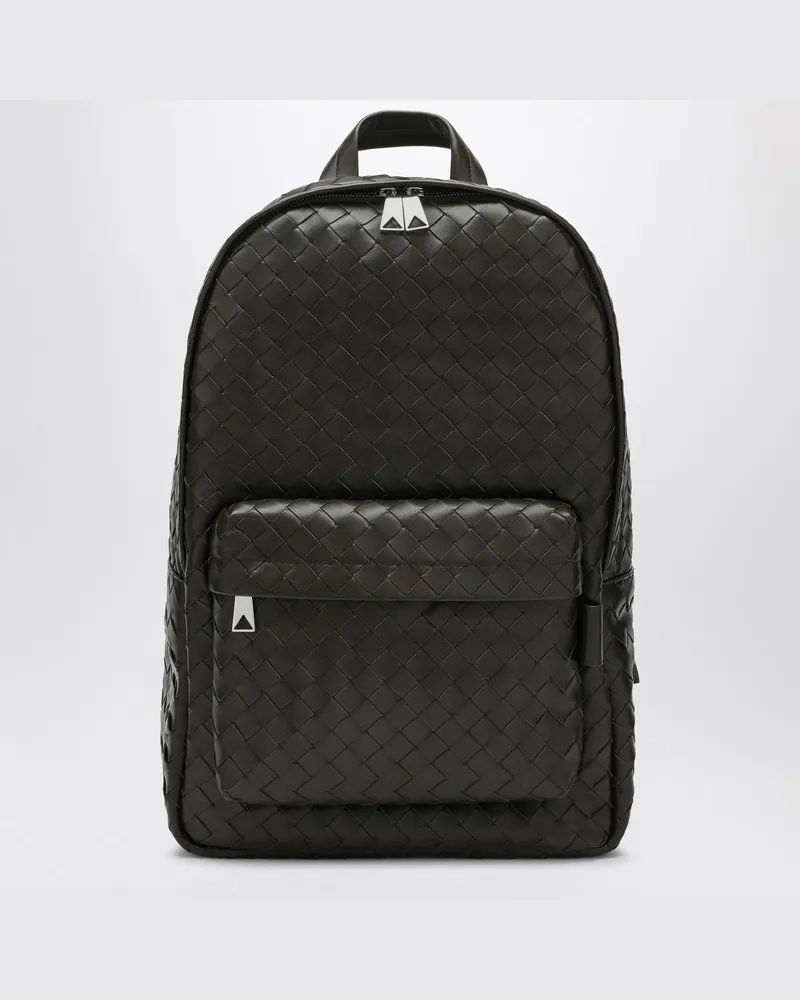 Bottega Veneta Mittelgroßer khakifarbener Rucksack mit Flechtmuster Grün