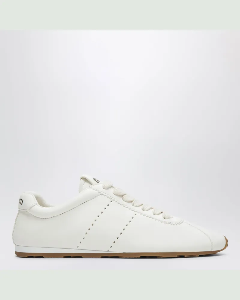 Miu Miu Plume elfenbeinfarbene Nappa-Sneaker White