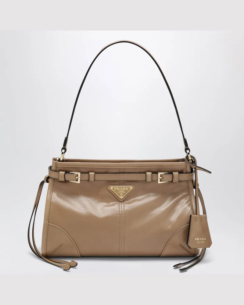 Prada Kleine Bonnie Handtasche aus Kalbsleder in Cameo Brown