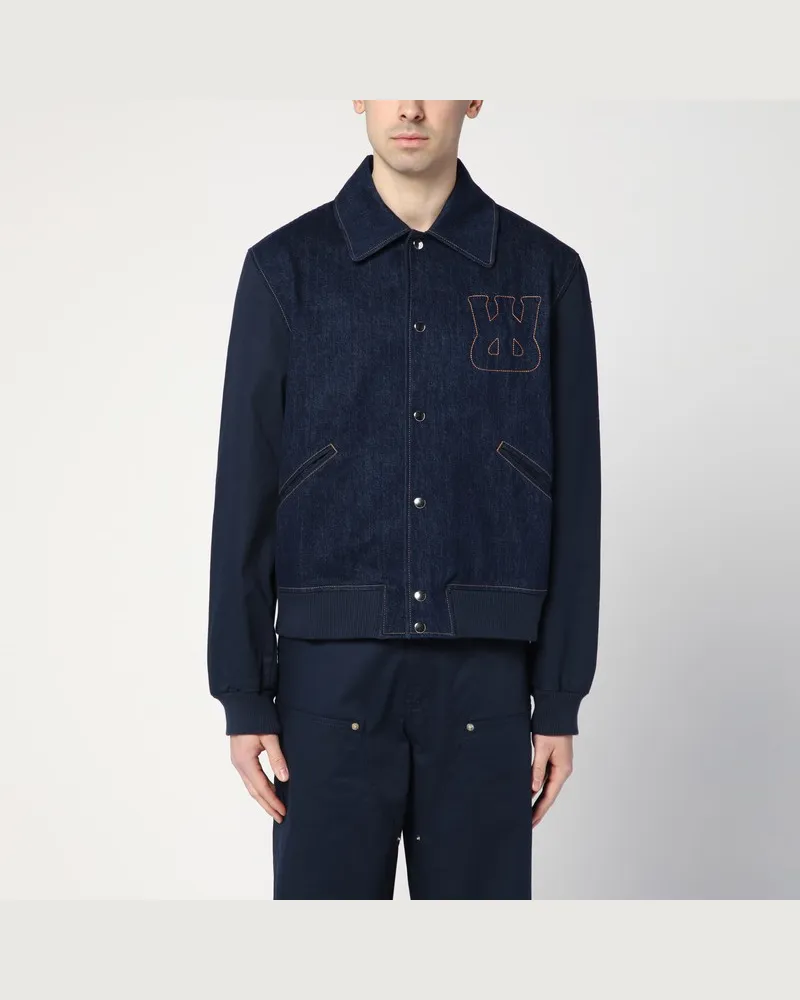 Wales Bonner Indigoblaue Jeansjacke Echo aus Denim Blau