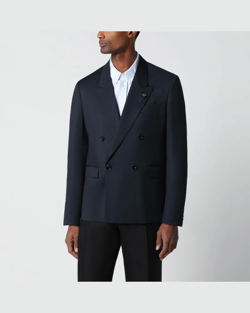 LARDINI Blaue doppelreihige Wolljacke Blue