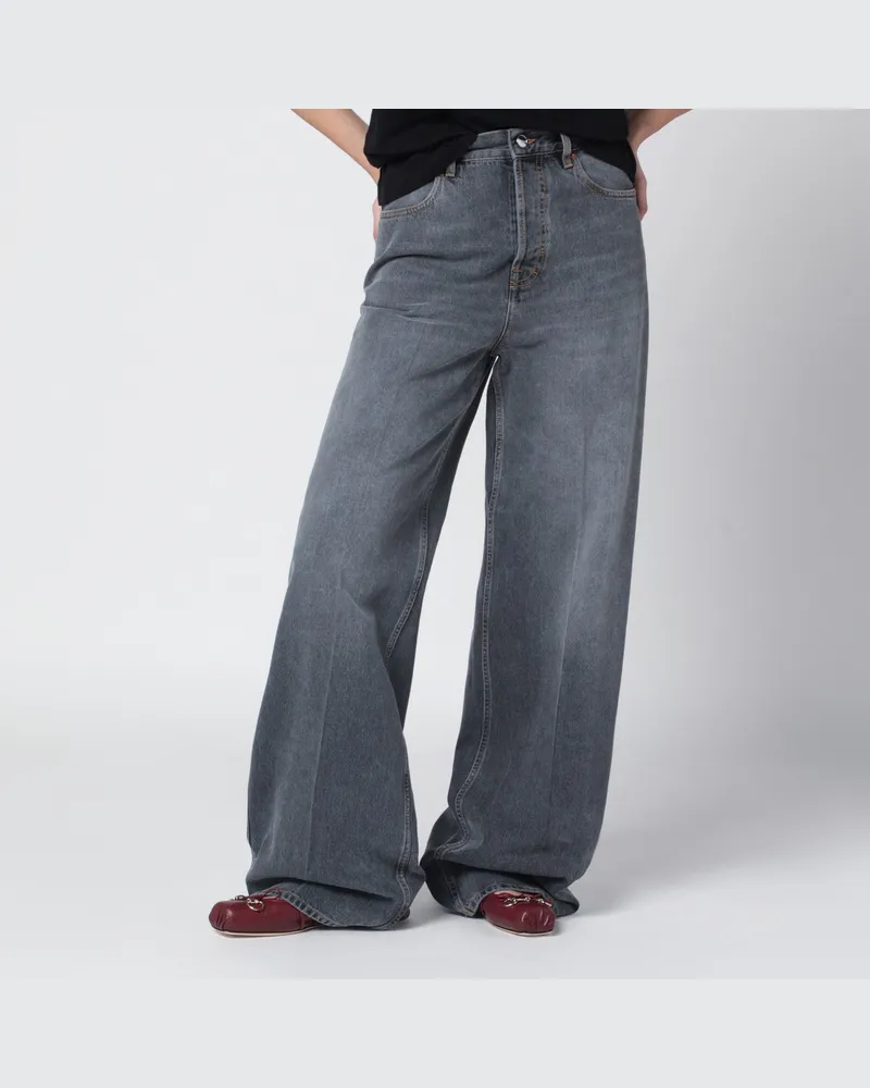 Gucci Graue stone-washed Wide-Leg-Jeans Grey