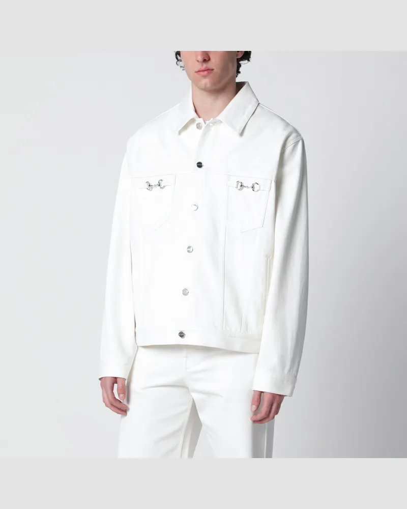 Gucci Weiße Jacke mit Horsebit-Detail White