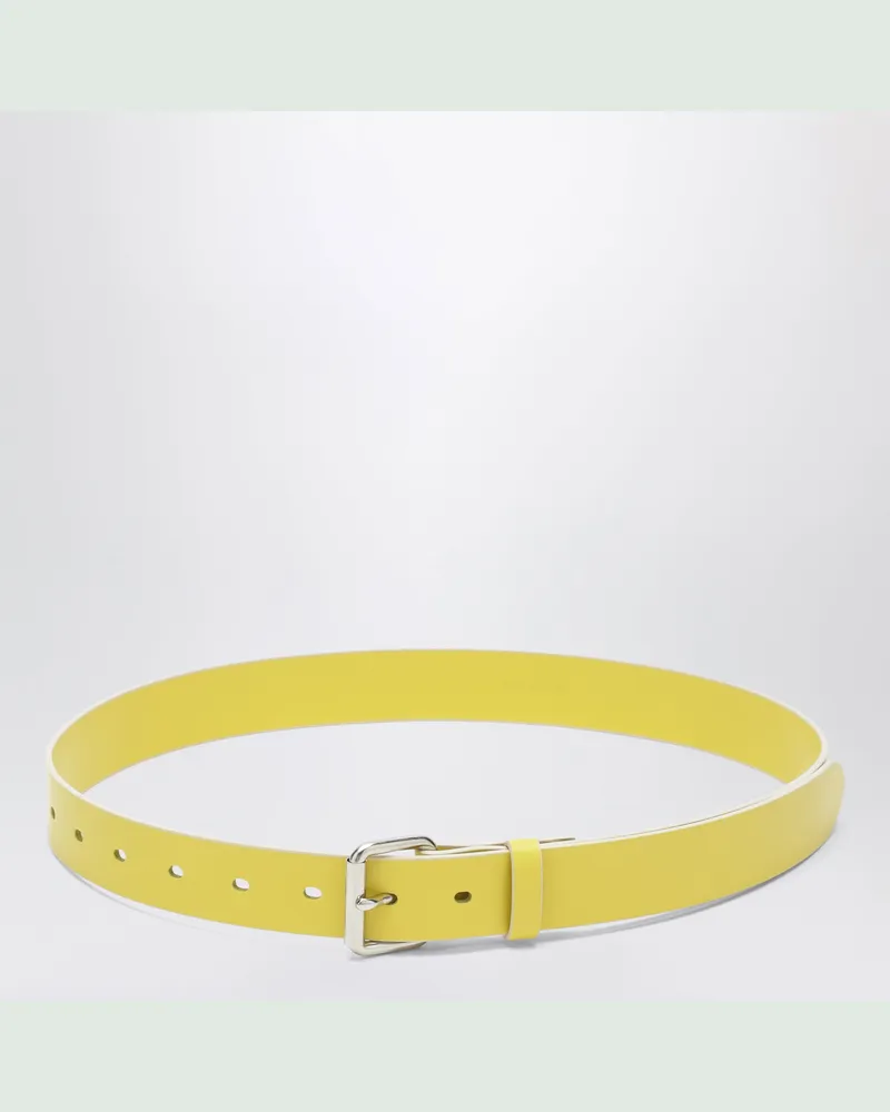 AURALEE Gelber Gürtel aus glänzendem Rindsleder Yellow