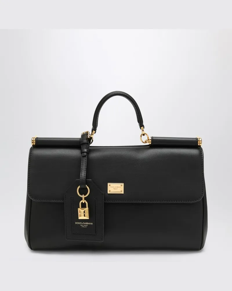Dolce & Gabbana My Sicily Handtasche aus schwarzem Leder Schwarz