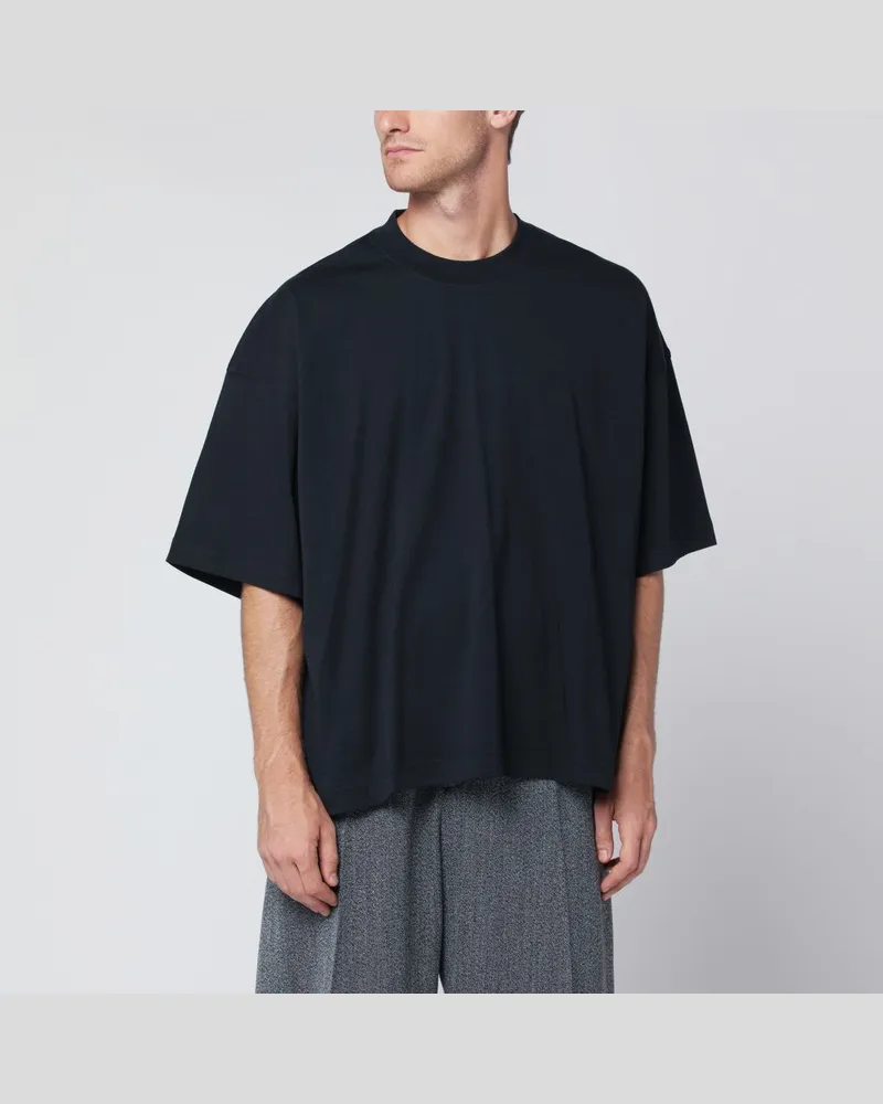 Studio Nicholson Weit geschnittenes dunkelblaues T-Shirt aus Baumwolle Blau
