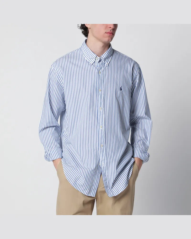 Ralph Lauren Custom-Fit Hemd mit weiß/blauen Streifen White