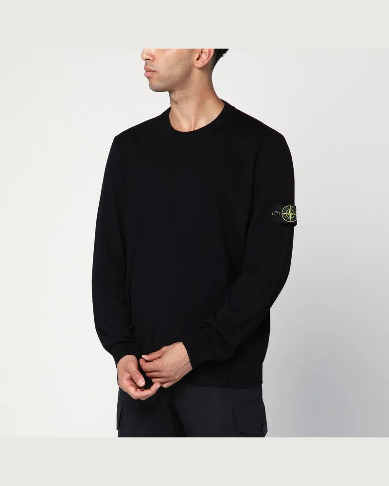 Stone Island Schwarzer Pullover aus Wolle Schwarz