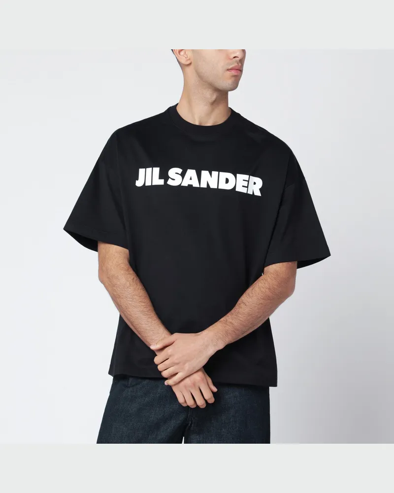 Jil Sander Schwarzes Boxy-T-Shirt mit Logo Black