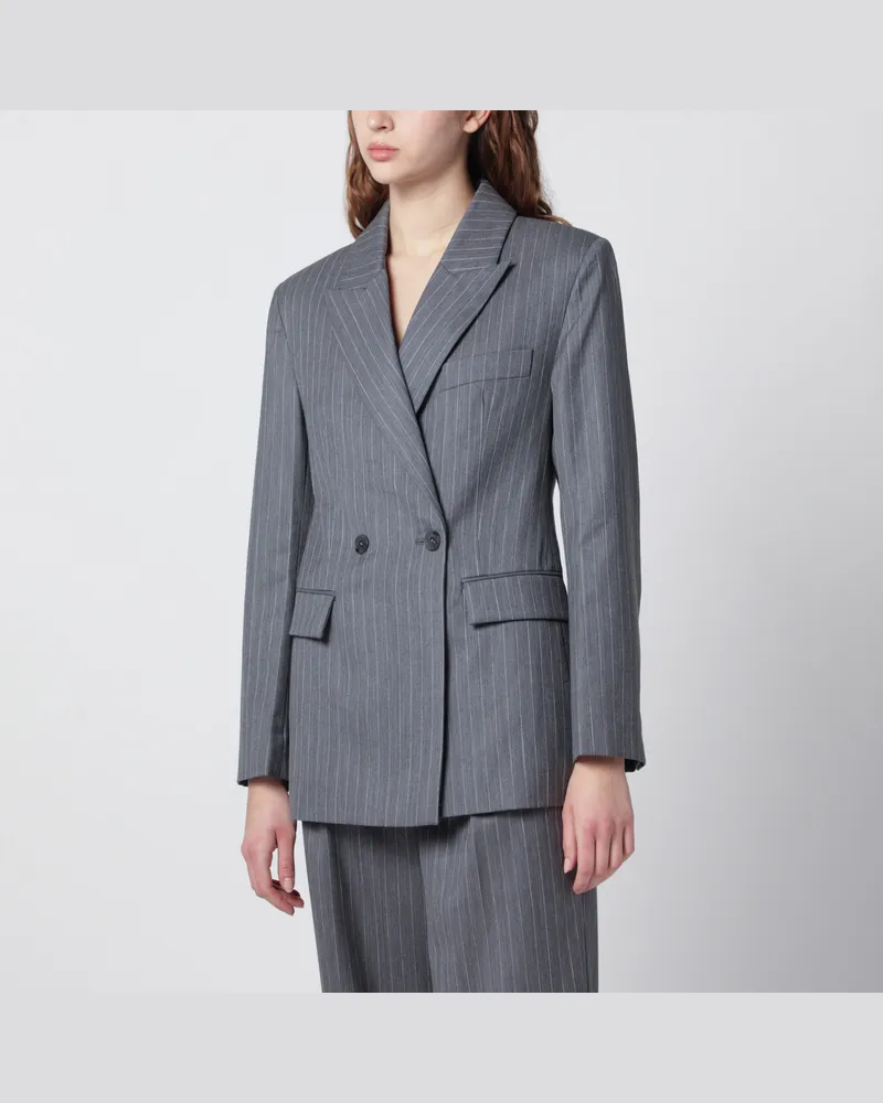 Anine Bing Tiphaine Blazer aus hellgrauem Nadelstreifenstoff 