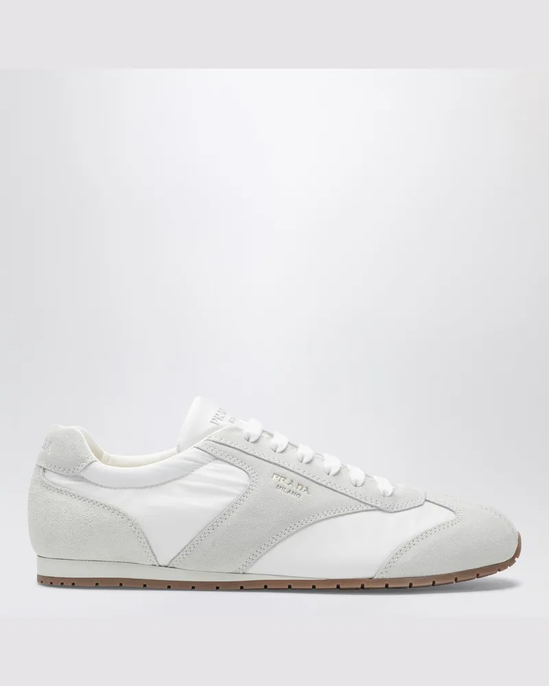 Prada Weiße Sneakers aus Textil und Wildleder White