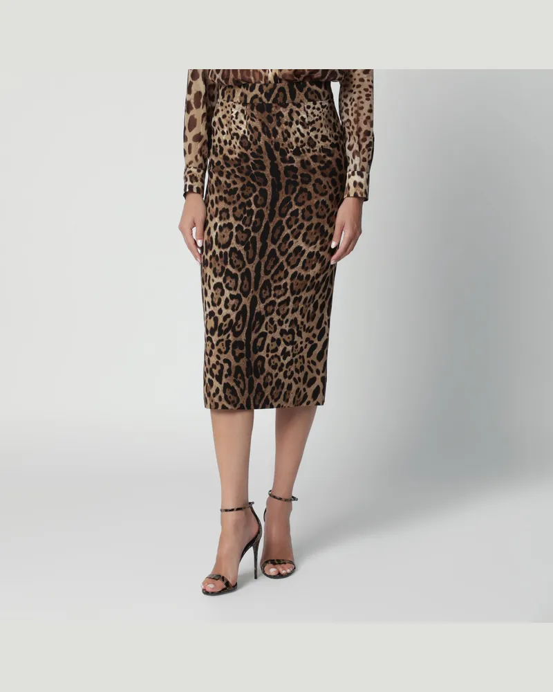 Dolce & Gabbana Rock aus Cady mit Leopardenmuster Brown