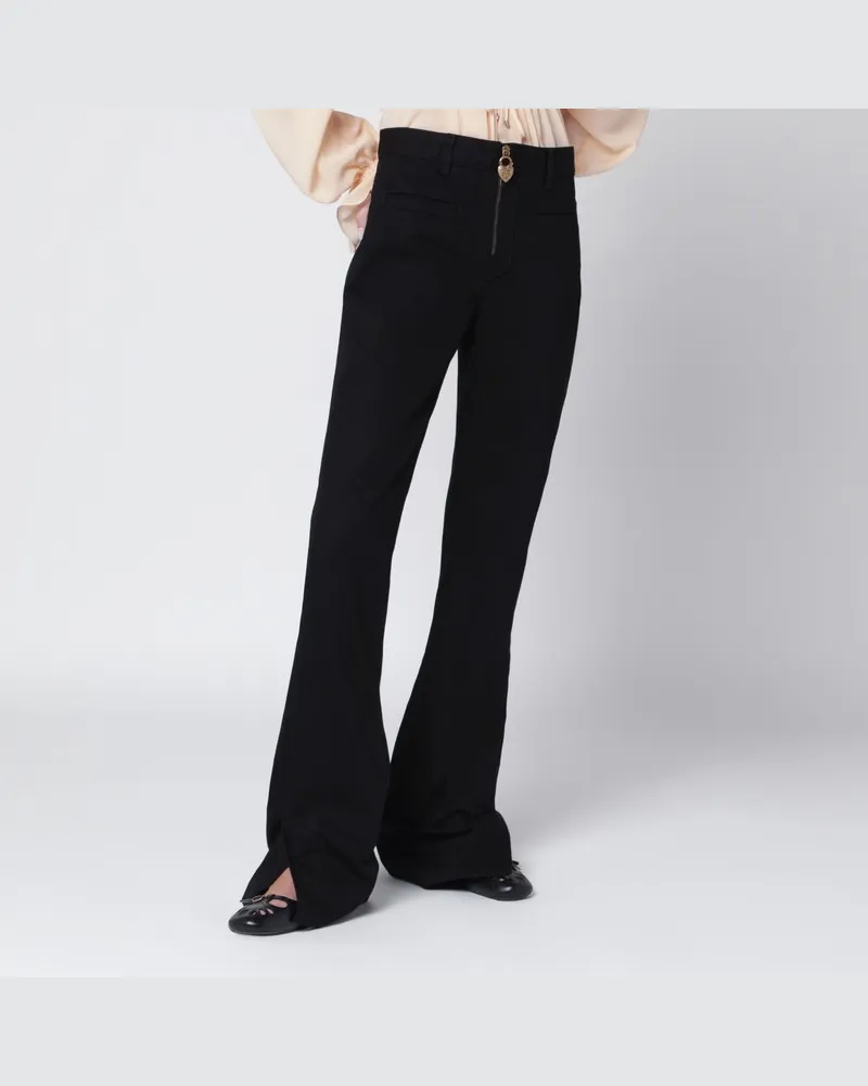 Chloé Schwarze Slim-Jeans mit Zippanhänger Schwarz