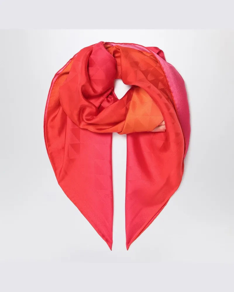 Prada Bedrucktes Foulard in Fuxia aus Twill Rosa