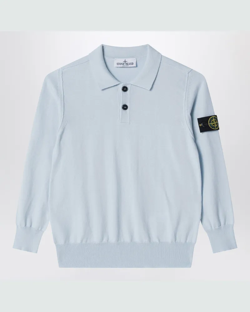 Stone Island Hellblaues Polo aus Baumwollstrick 