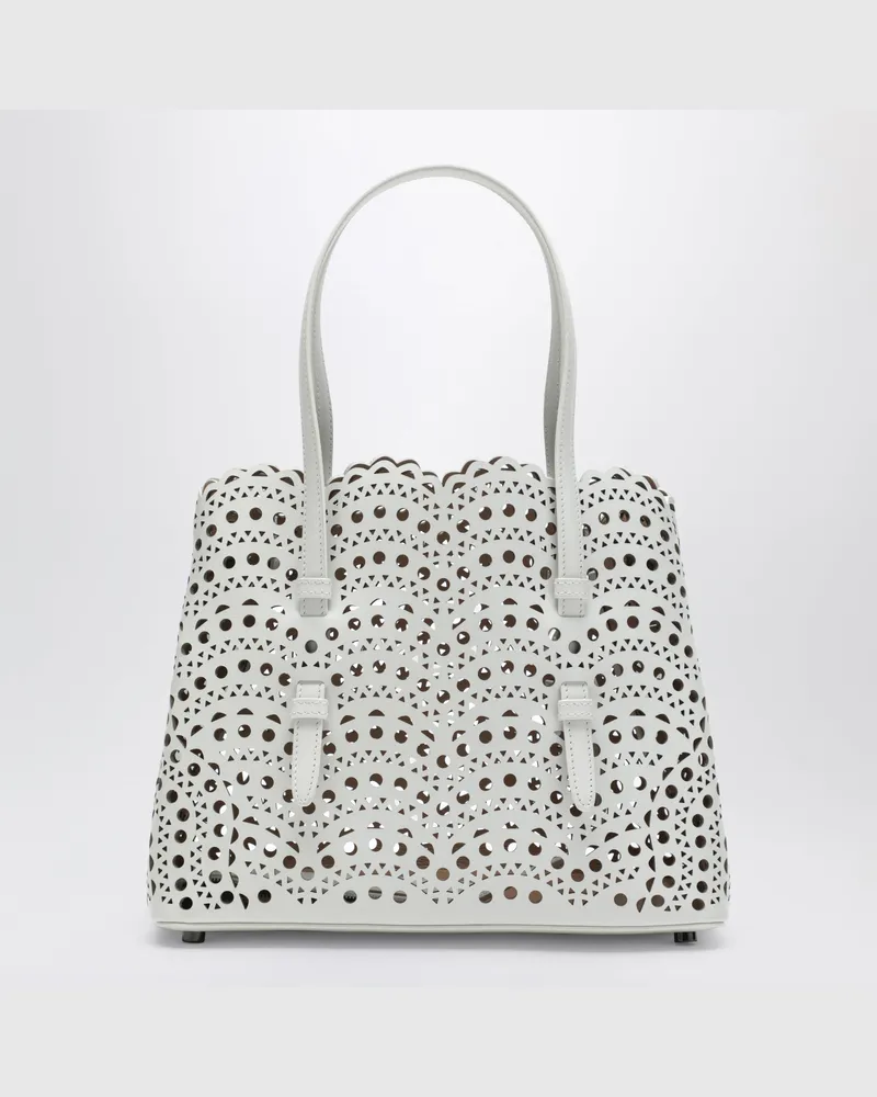 Alaïa Mina 25 Tasche aus weißem Vienne Kalbsleder mit Wellenstruktur White